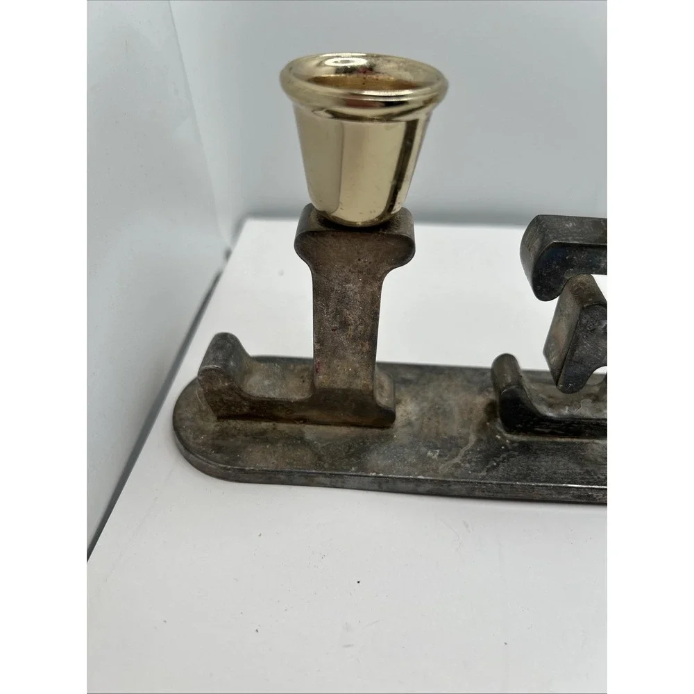 GODINGER Christmas‎ Candle Holder NOEL Holiday Silverplated Vintage Full Patina